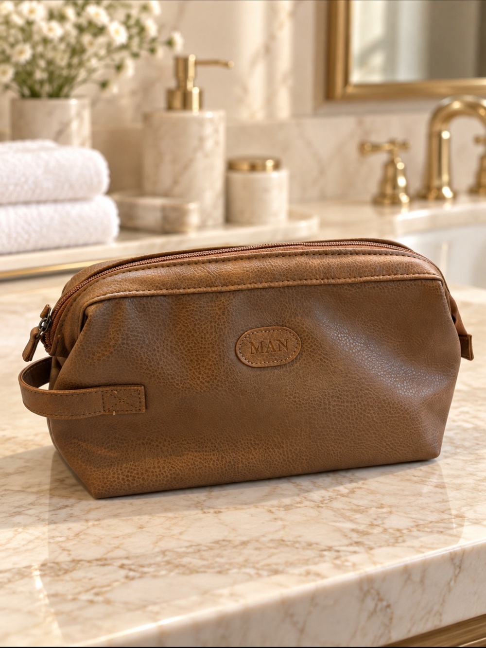 Men's Brown faux leather Toiletry bag🤠